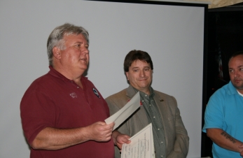 AE5RI Terry Club Pres. presents Dave K5UZ with his Membership certificate